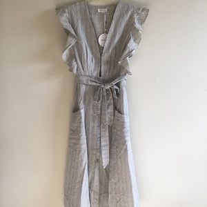 STUNNING Grey and White Striped Midi Dress